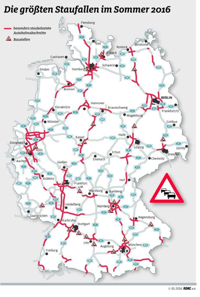 Die größten Staufallen in Deutschland,  Quellen: obs/ADAC-Grafik